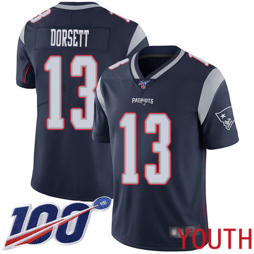 New England Patriots Football #13 100th Season Limited Navy Blue Youth Phillip Dorsett Home NFL Jersey->new england patriots->NFL Jersey